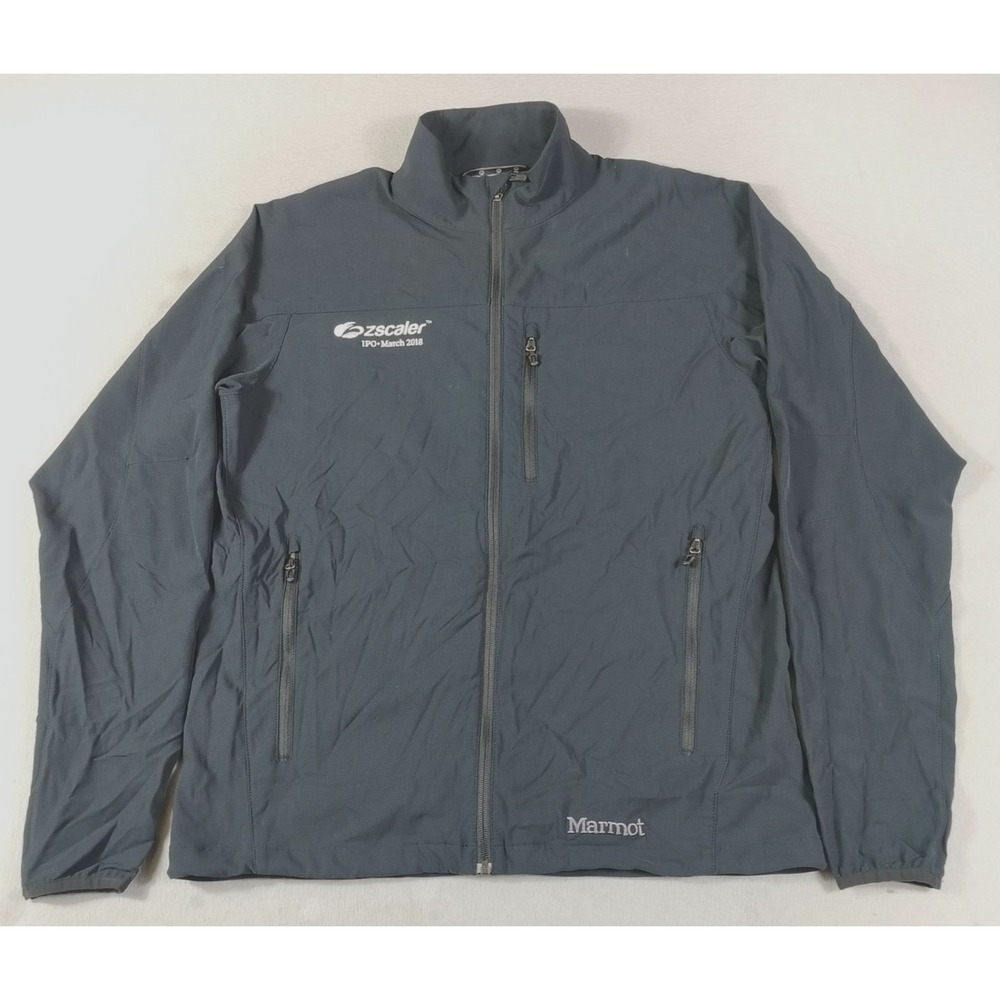 Marmot Tempo Jacket Mens Large Black Softshell Windbreaker Zscaler IPO Logo